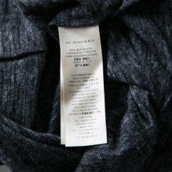 Pre Owned Burberry Brit Grey Contrast Frayed Trim Short Sleeve Top S