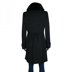 Pre Owned Burberry  London Black Wool and Cashmere Fur Collar Detail Double Breasted OverCoat S