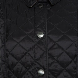 Pre Owned Burberry Brit Matte Black Diamond Quilted Button Front Jacket L