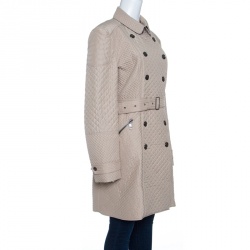 Pre Owned Burberry London Beige Diamond Quilted Belted Long Trench Coat L