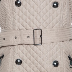 Pre Owned Burberry London Beige Diamond Quilted Belted Long Trench Coat L