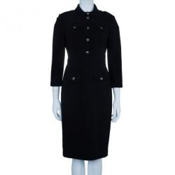 مملوكة مسبقًا Burberry Black Novacheck Contrast Cuff Shirt Dress M