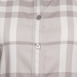 Pre Owned Burberry Brit Smoked Grey Checked Cotton Long Sleeve Button Front Shirt M
