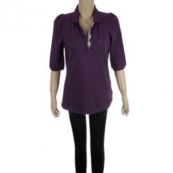 Pre Owned Burberry Brit Purple Long Sleeve Polo Top L