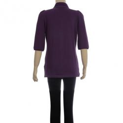 Pre Owned Burberry Brit Purple Long Sleeve Polo Top L