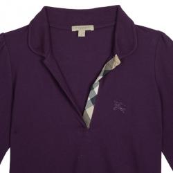 Pre Owned Burberry Brit Purple Long Sleeve Polo Top L