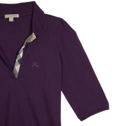 Pre Owned Burberry Brit Purple Long Sleeve Polo Top L