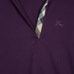 Pre Owned Burberry Brit Purple Long Sleeve Polo Top L