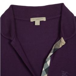 Pre Owned Burberry Brit Purple Long Sleeve Polo Top L