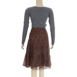 مملوكة مسبقًا Burberry Floral Print Layered Silk Skirt M