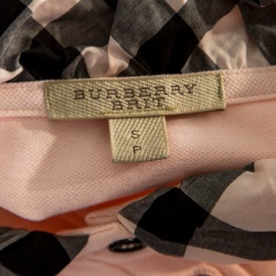 مملوكة مسبقًا تي شيرت بولو بربري لندن وردي بياقة كاروهات تريكو خلية النحل مقاس S