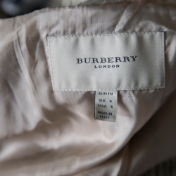 Pre Owned Burberry London Metallic Gold Ruffled Frayed Trim Cropped Jacket S