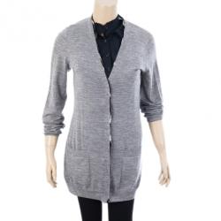 مملوكة مسبقًا Burberry Brit Check Placket Button Down Cardigan M