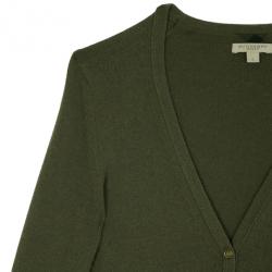 Pre Owned Burberry Green Button Down Novacheck Cuff Cardigan S