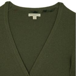 Pre Owned Burberry Green Button Down Novacheck Cuff Cardigan S