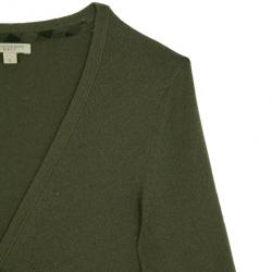 Pre Owned Burberry Green Button Down Novacheck Cuff Cardigan S