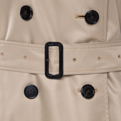 Pre Owned Burberry Beige Wool Camel Hair Lined Belted Double Breasted Trench Coat M