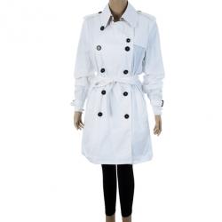 مملوكة مسبقًا Burberry White Cotton Gabardine Trench Coat M