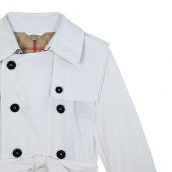 مملوكة مسبقًا Burberry White Cotton Gabardine Trench Coat M