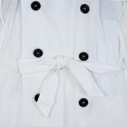 مملوكة مسبقًا Burberry White Cotton Gabardine Trench Coat M