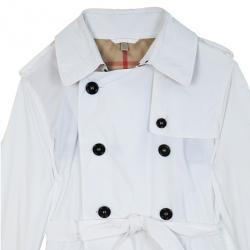 مملوكة مسبقًا Burberry White Cotton Gabardine Trench Coat M