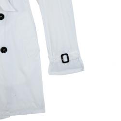 مملوكة مسبقًا Burberry White Cotton Gabardine Trench Coat M