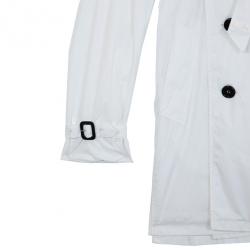 مملوكة مسبقًا Burberry White Cotton Gabardine Trench Coat M