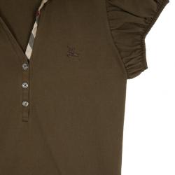 Pre Owned Burberry Brown Check Placket Polo Top L