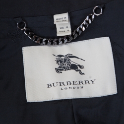 Pre Owned Burberry Black Cotton Stand Collar Slim Fit Jacket S
