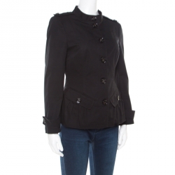 Pre Owned Burberry Black Cotton Stand Collar Slim Fit Jacket S