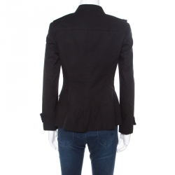 Pre Owned Burberry Black Cotton Stand Collar Slim Fit Jacket S