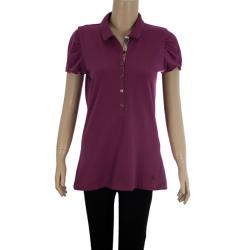 Pre Owned Burberry Pink Check Placket Polo Shirt L