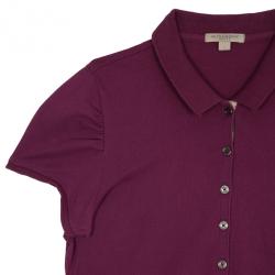 Pre Owned Burberry Pink Check Placket Polo Shirt L