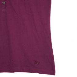 Pre Owned Burberry Pink Check Placket Polo Shirt L