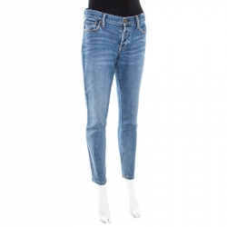 Pre Owned Burberry Brit Indigo Faded Effect Relaxed Skinny Jeans S