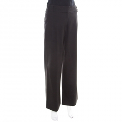 Pre Owned Burberry London Black Cotton Wide Leg Trousers S
