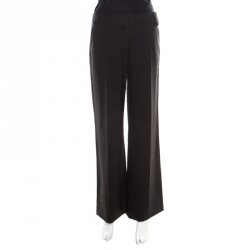 Pre Owned Burberry London Black Cotton Wide Leg Trousers S