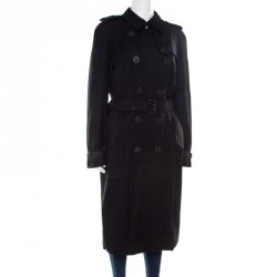 Pre Owned Burberry London Black Wool Double Breasted Overcoat M