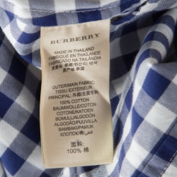 Pre Owned Burberry Brit Blue and White Gingham Check Cotton Long Sleeve Shirt L