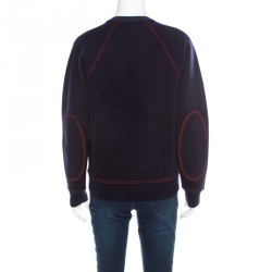 Pre Owned Burberry Navy Blue Wool Cashmere Logo Detail Sweatshirt S