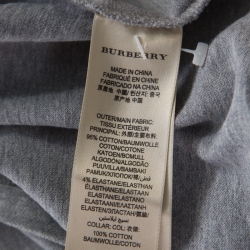 Pre Owned Burberry Brit Grey Honeycomb Knit Novacheck Collar Detail Polo T-Shirt XS