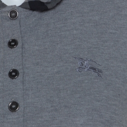 Pre Owned Burberry Brit Grey Honeycomb Knit Novacheck Collar Detail Polo T-Shirt XS