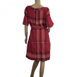 Burberry Brit Boysenberry Check Crinkle Cotton Kristie Dress XL