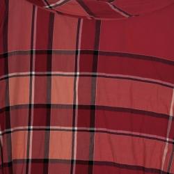 Pre Owned Burberry Brit Boysenberry Check Crinkle Cotton Kristie Dress XL