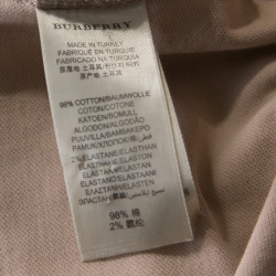 Pre Owned Burberry Beige Cotton Pique Knit Novacheck Sleeve Polo T-Shirt S
