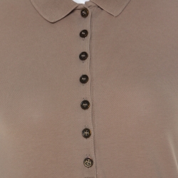 Pre Owned Burberry Beige Cotton Pique Knit Novacheck Sleeve Polo T-Shirt S