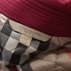 Pre Owned Burberry Brit Dark Crimson Quilted Cobfield Peplum Jacket XL