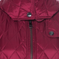 Pre Owned Burberry Brit Dark Crimson Quilted Cobfield Peplum Jacket XL