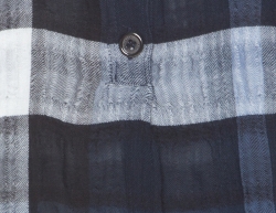 مملوكة مسبقًا Burberry Navy Blue Black & White Tartan Wool Blend Shirt L