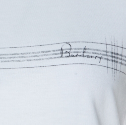 Pre Owned Burberry White Logo Print Cotton Crew Neck T-Shirt S